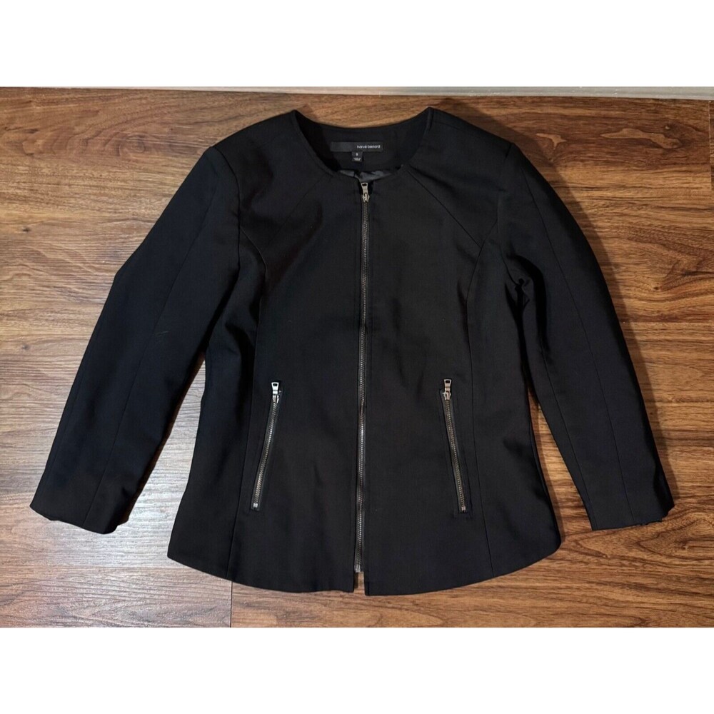 Harve Benard Black Full Zip Long Sleeve Jacket Polyester Women's Size Small